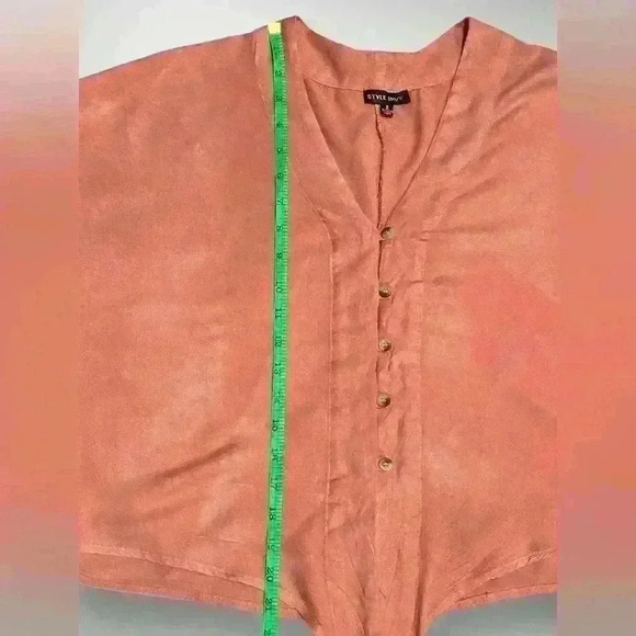 Womens Button Down Tie Front Blouse By Style Envy Size Small Oversized in Coral - Picture 8 of 11